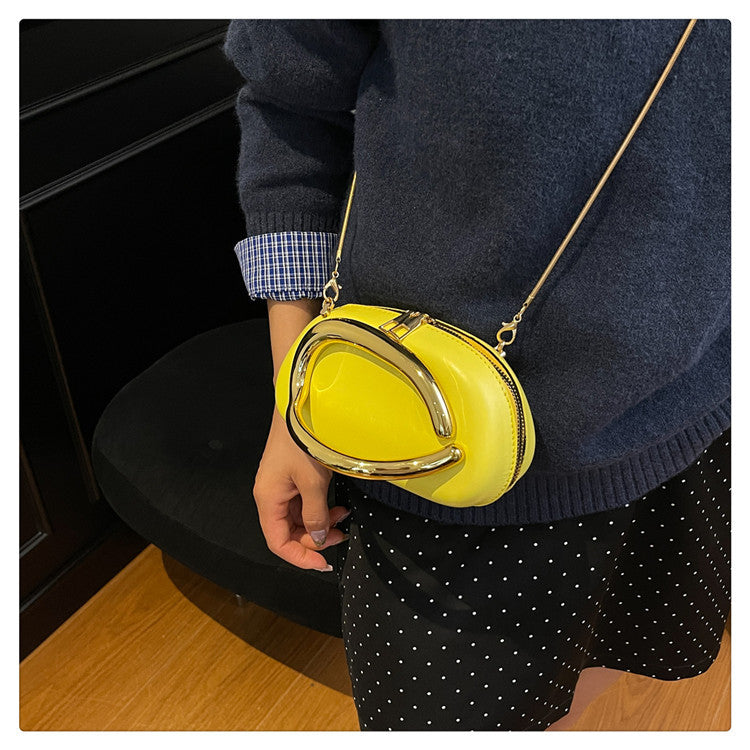 Small Bag Vintage Hardware Metal Handle Chain Crossbody Bag