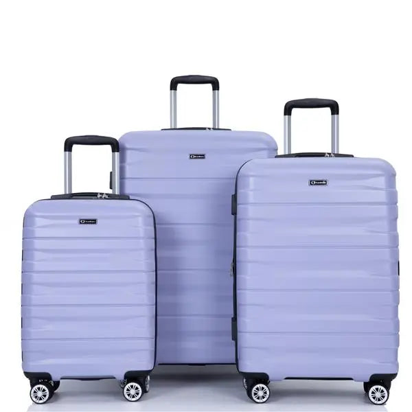 3 Piece Suitcase Set PC Lightweight And Durable Expandable Carrying Case With Two Hooks, Double Swivel Wheels, TSA Lock, 21-25-29 Light Purple- FREE USA SHIPPING