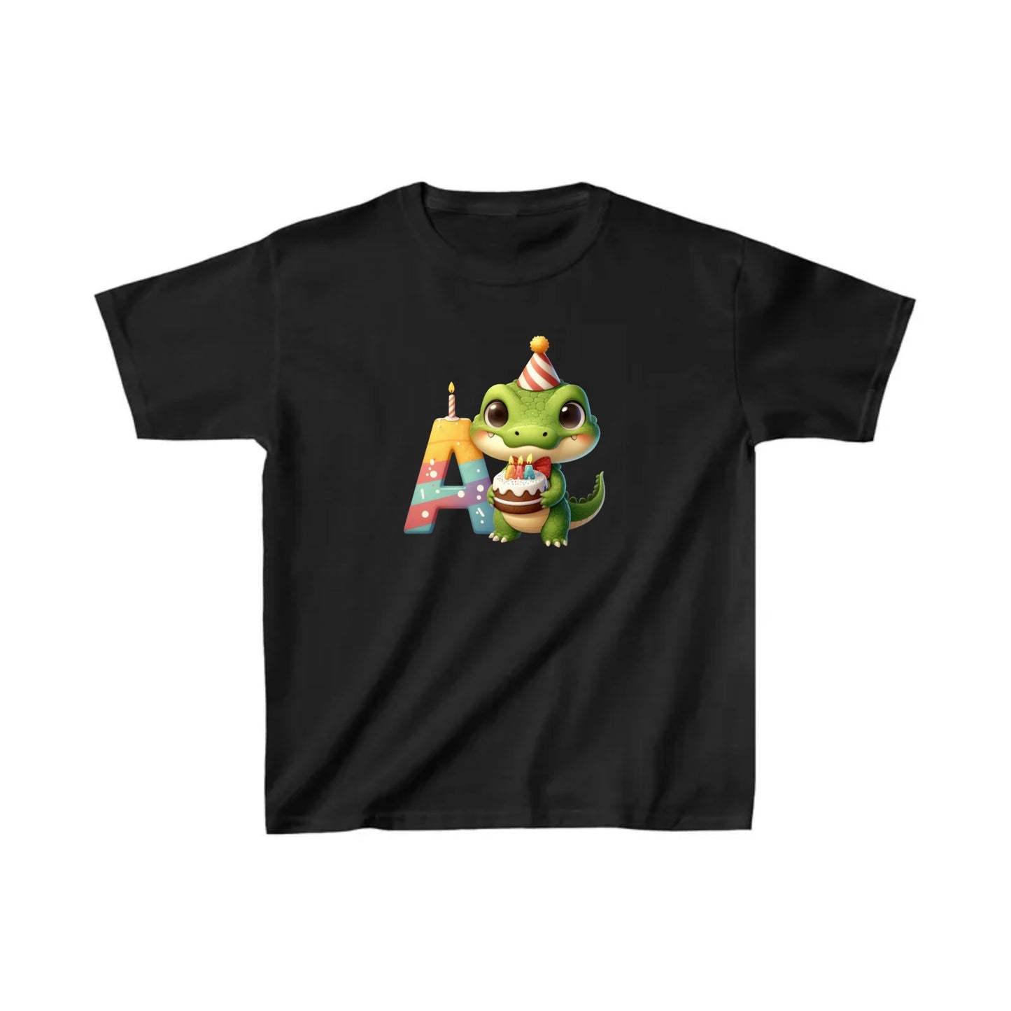 Kids Heavy Cotton™ Tee-Personalize With Cute  Animal Letters