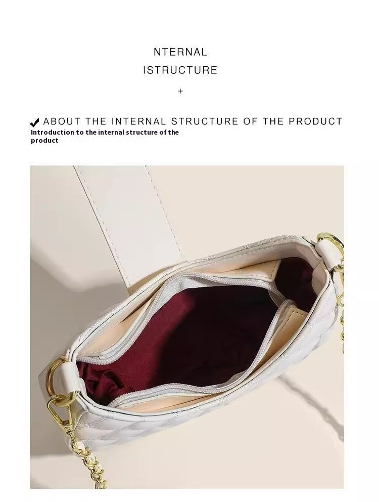 High-end New Fashion Rhombus Single Shoulder Underarm All-match Niche Texture Chain Messenger Bag