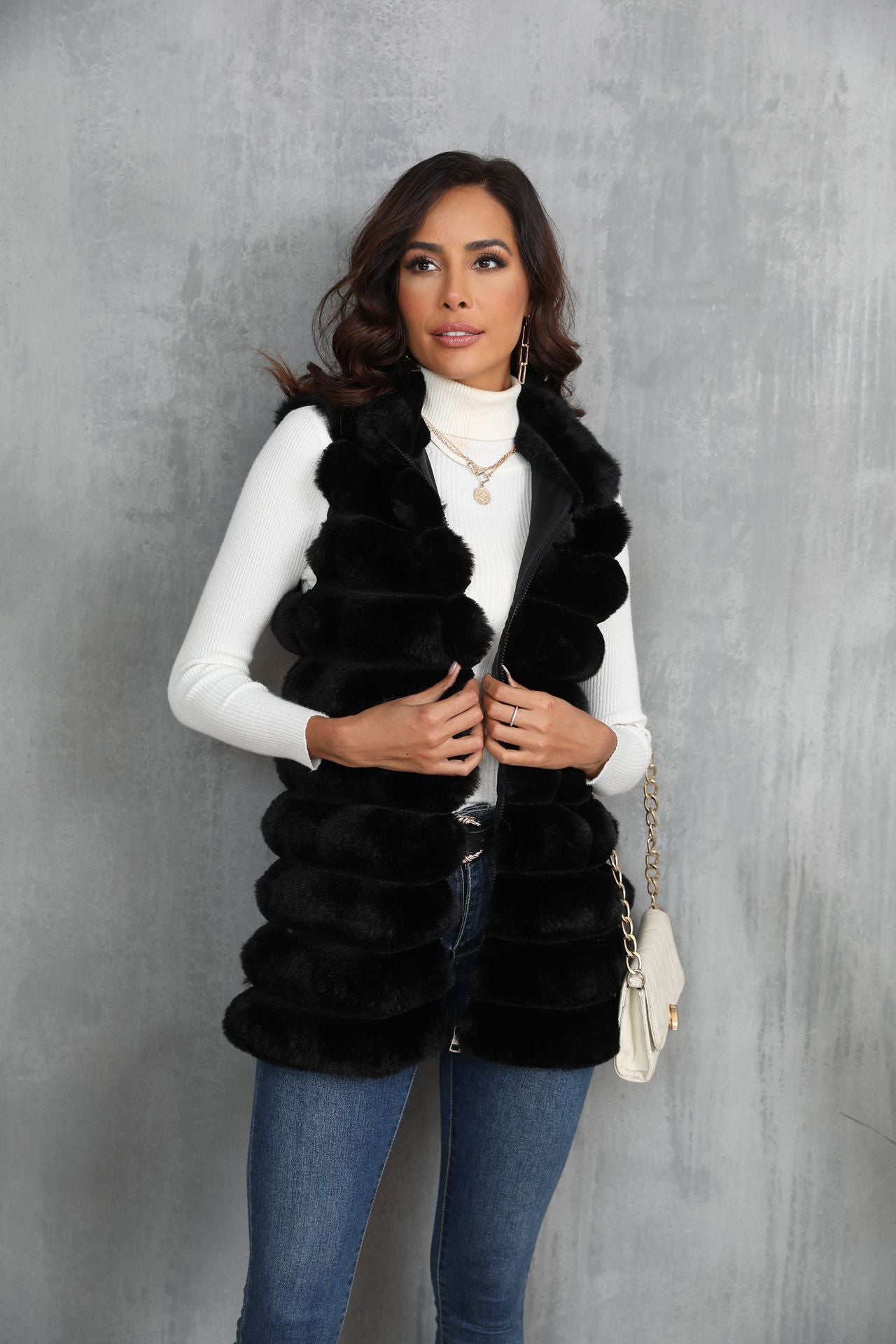 Mid-length Autumn And Winter New Faux Fur Vest For Women