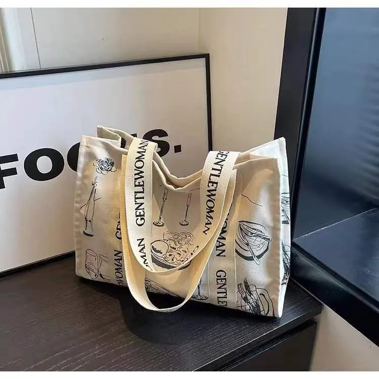 Large Capacity Canvas Women's Travel Tote Portable Shopping Bag
