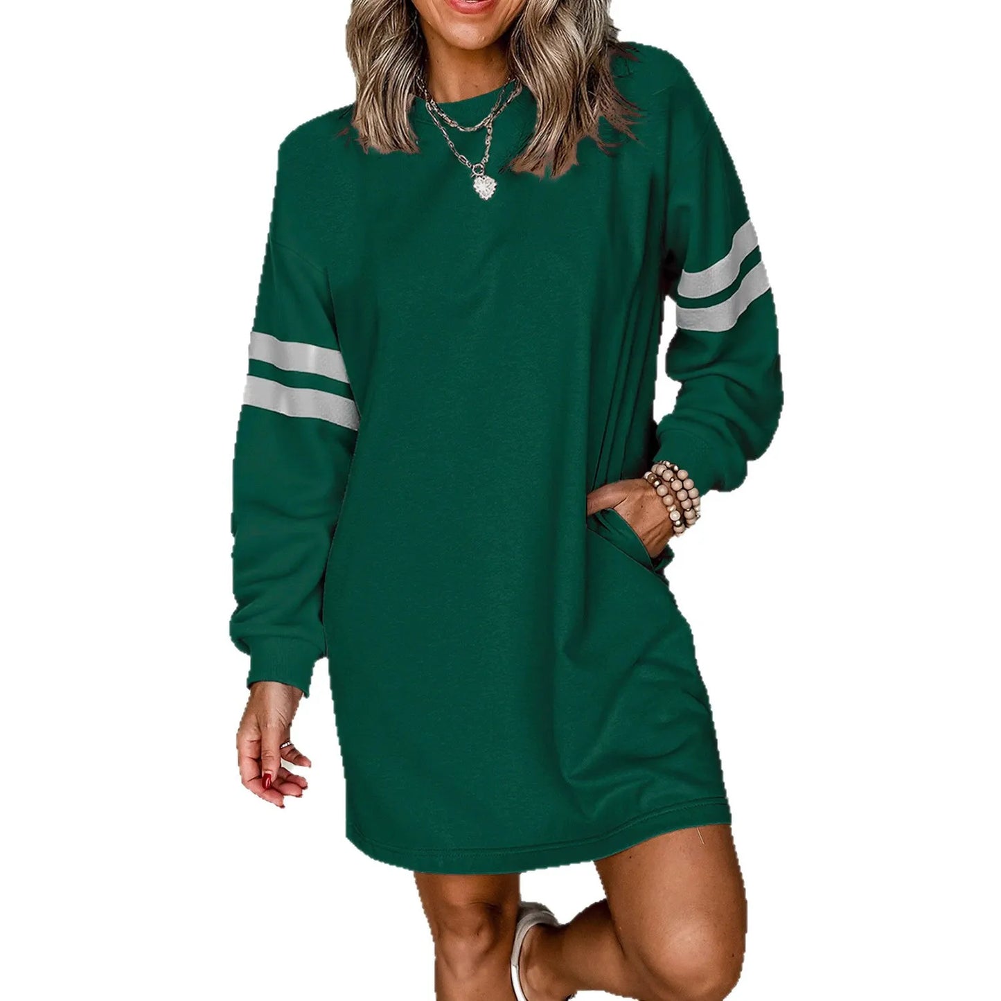 European And American Leisure Loose All-match Round Neck Dress