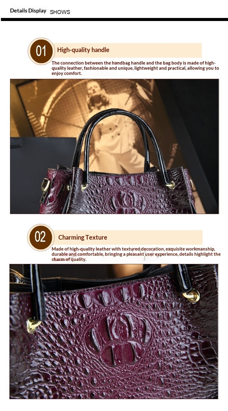 Stylish Textured And Colorful Crocodile-Print Womens Shoulder Bag