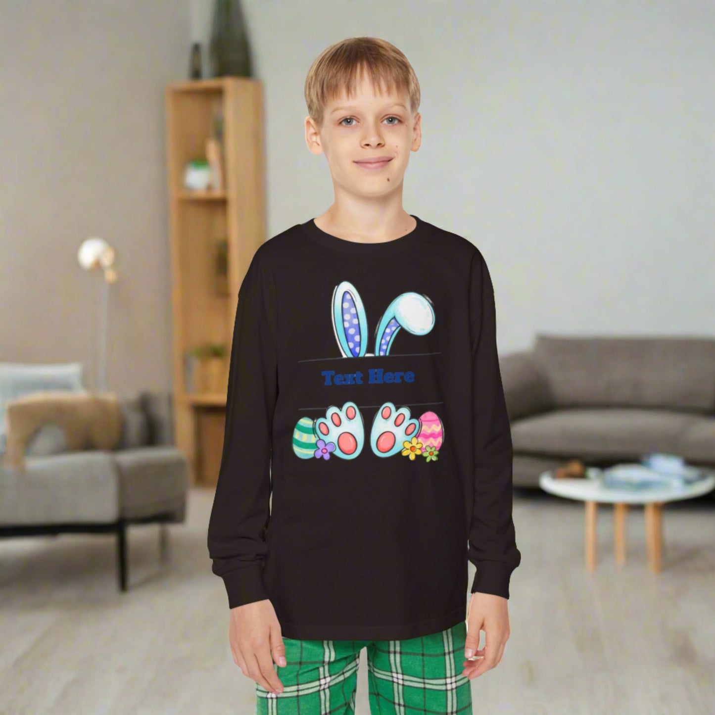 Youth Long Sleeve Holiday Outfit Set - Personalize With Easter Bunny