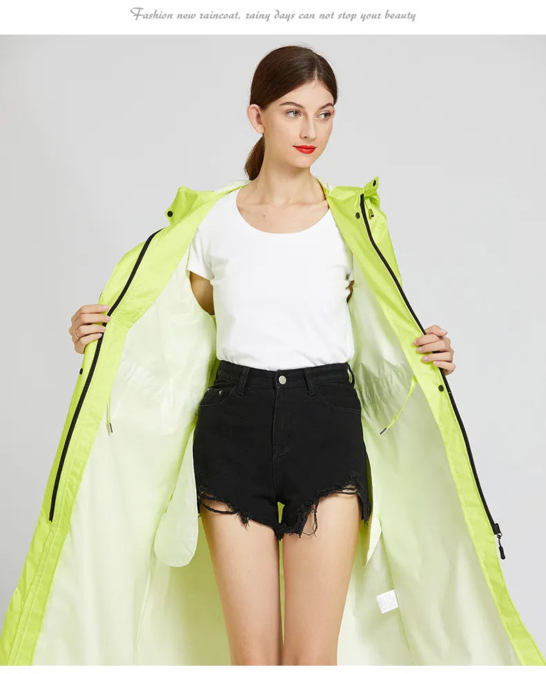 Fashion Trench Coat Raincoat Lightweight Breathable Solid Color Long Sleeve