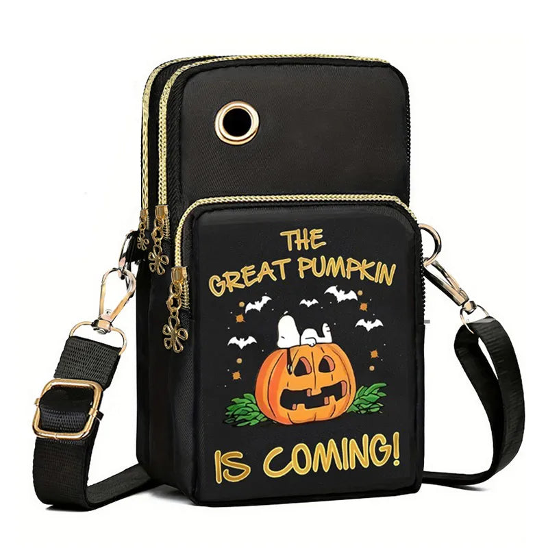 Halloween Pumpkin Pattern Phone Bag Coin Wallet Cute Mini Crossbody Shoulder Bags For Kids Women