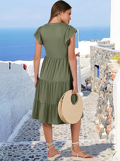Mid-length Stitching Big Swing Pocket Dress