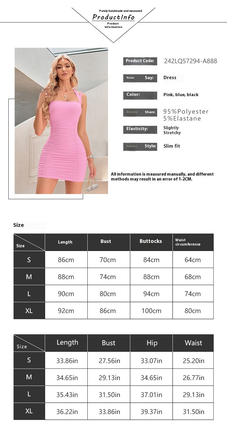 European And American Fashion Pure Color Halter Waist-tight Sheath Dress Women