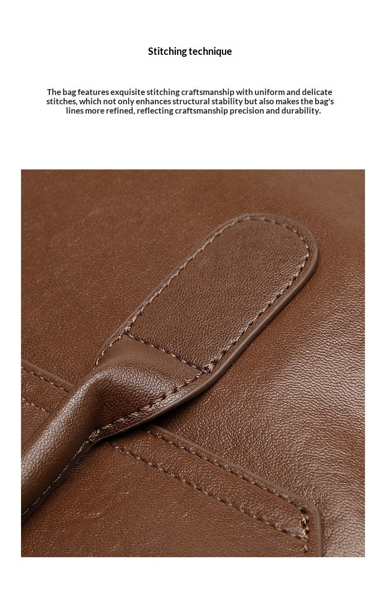 New Commuter Retro Versatile Genuine Leather Underarm Womens Bag