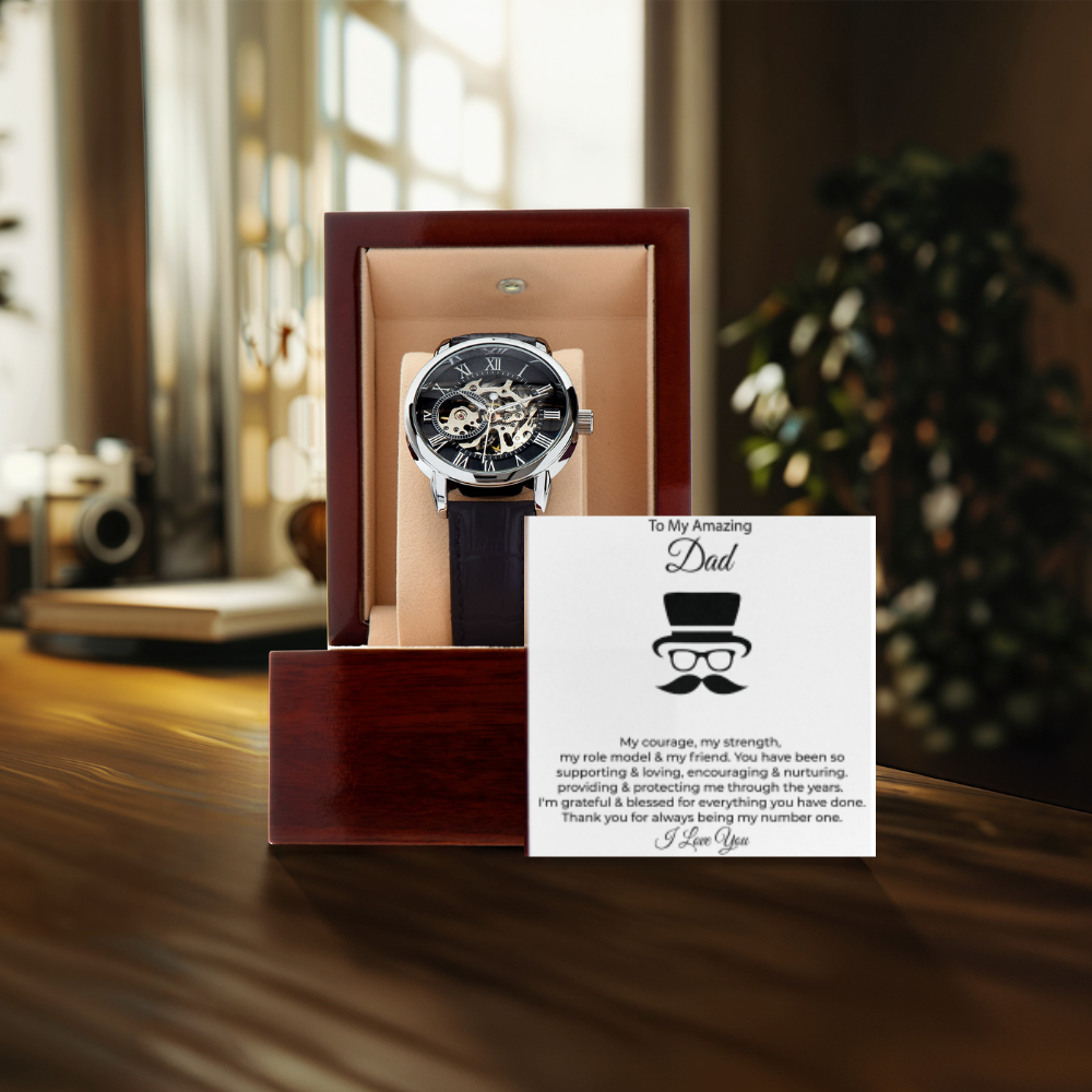 Men's Openwork Watch - Customize With DAD Messages