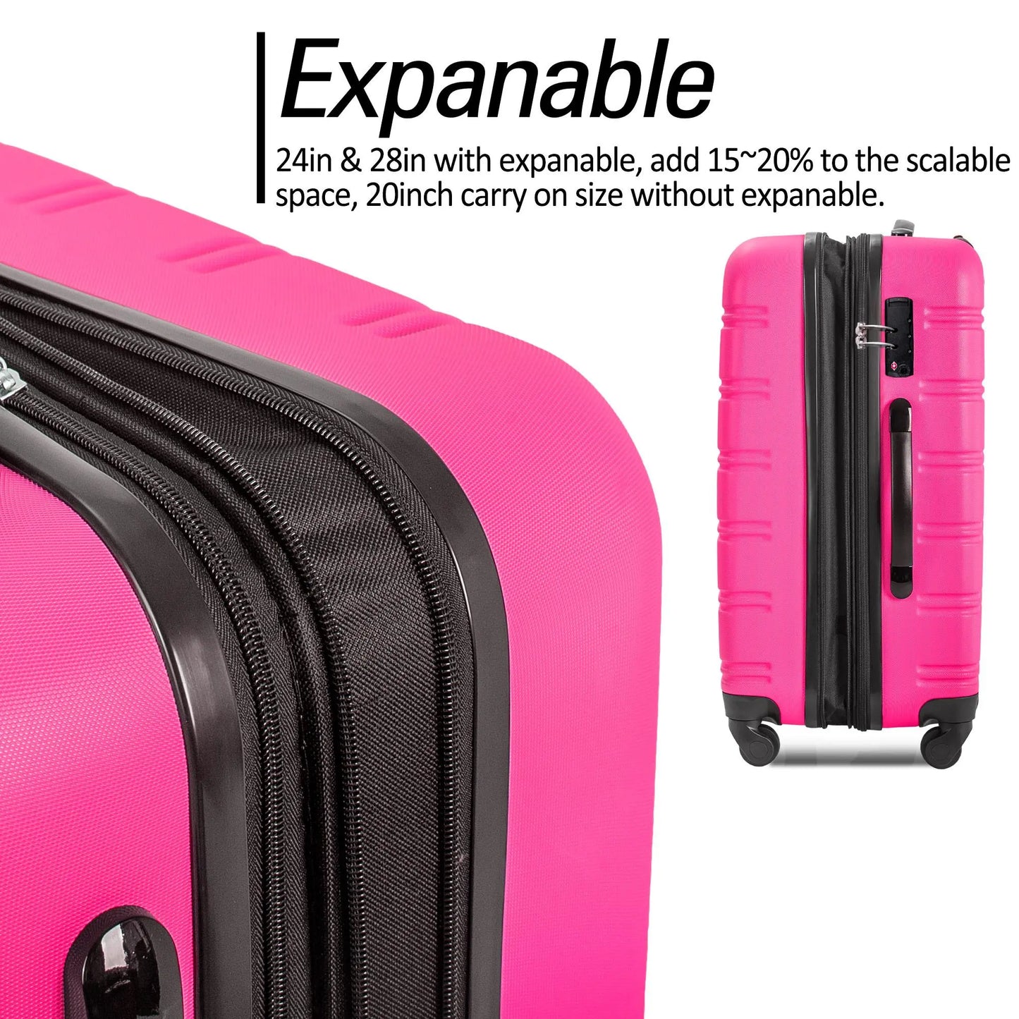 3 Piece Set Of Suitcases, Hard Shell Trolley Cases With TSA Locks 20 Inches 24 Inches 28 Inches- FREE USA SHIPPING