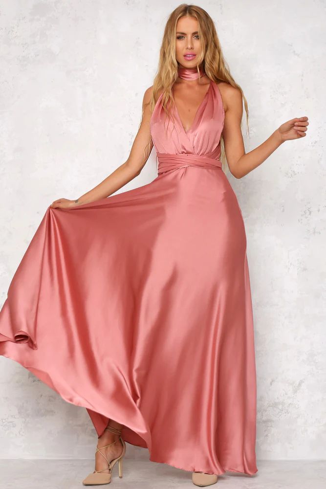 Deep V-neck Sleeveless Lace-up Sexy Backless High Waist Large Swing Satin Dress