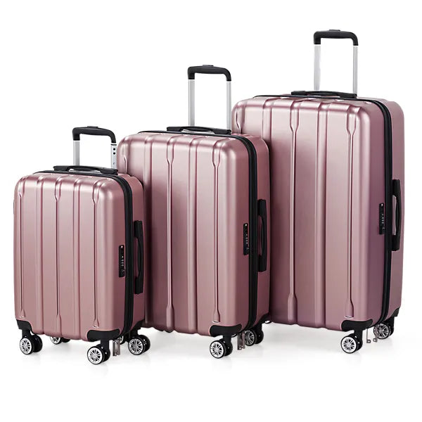 Three In One Set Of Vertical Striped Suitcase- FREE USA SHIPPING