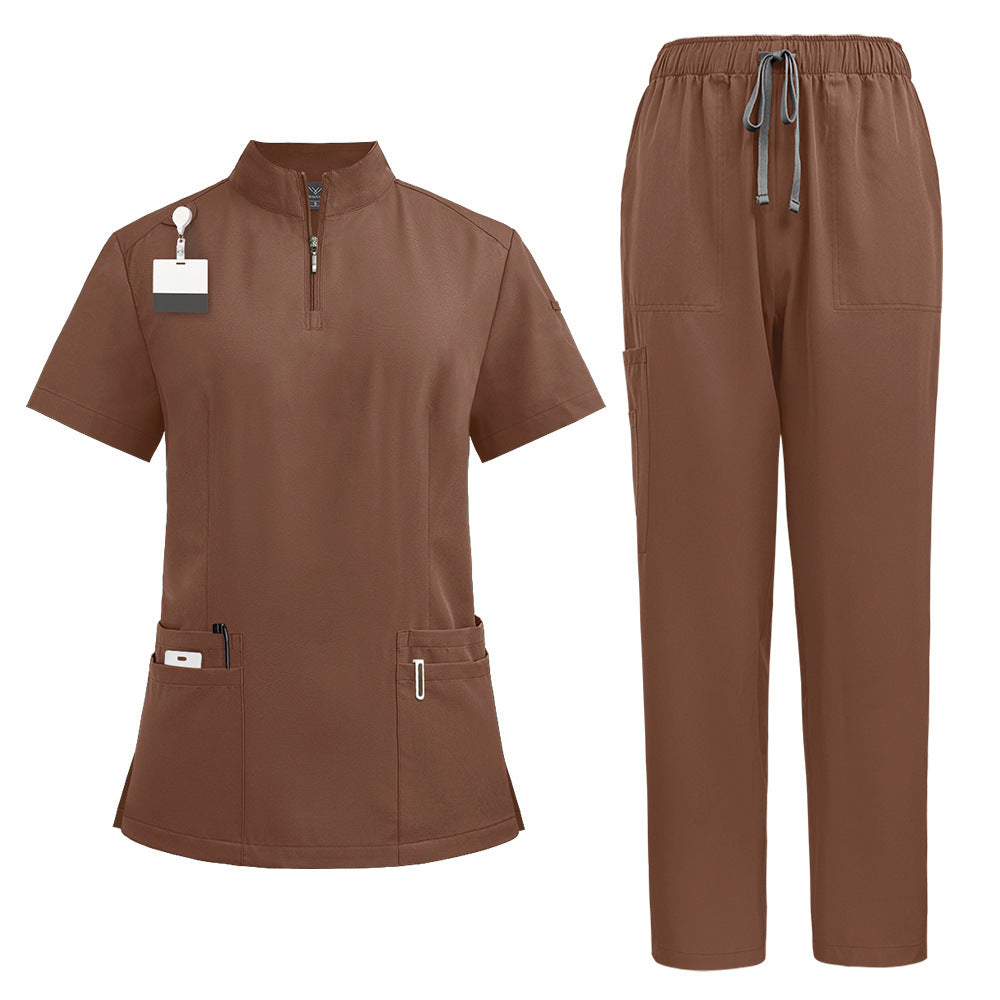 Stand Collar Zipper Doctor Nurse Work Uniforms Suit