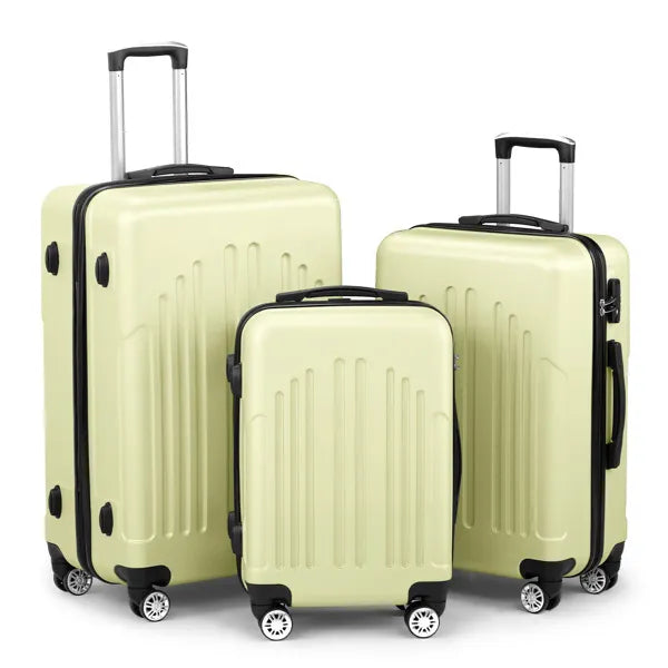 Curved Vertical Pattern Three In One ABS&PC Luggage- FREE USA SHIPPING