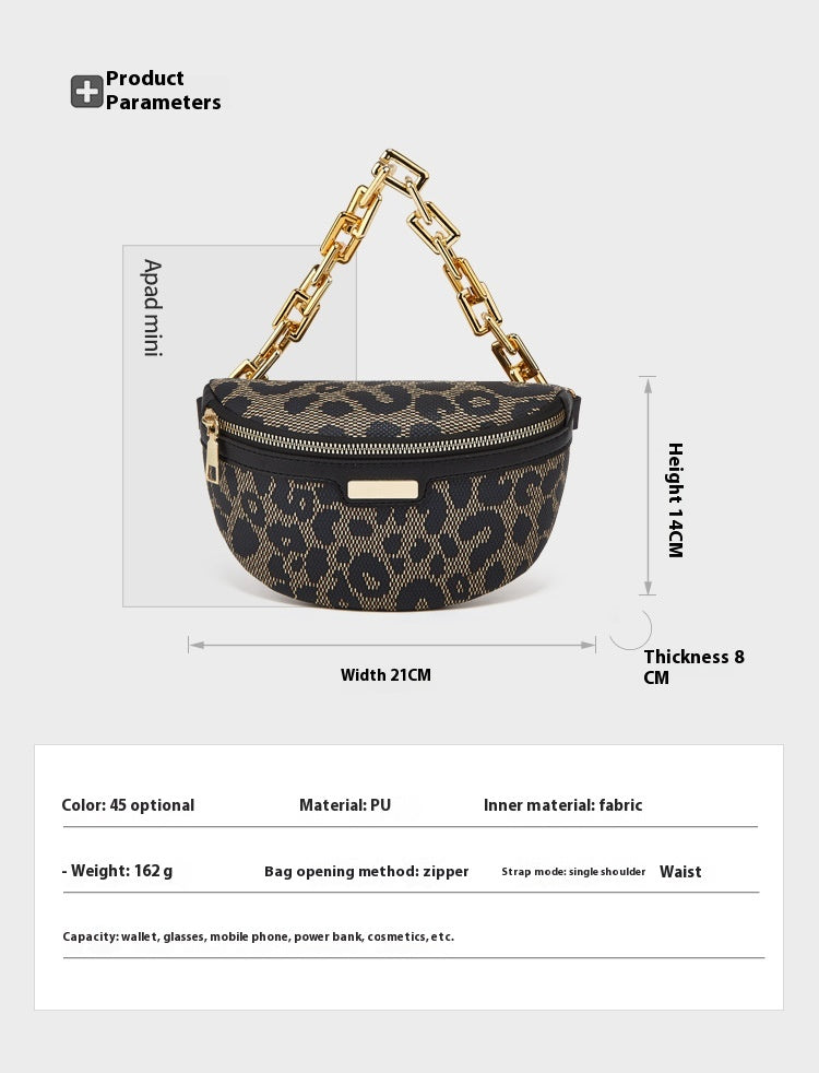 Women's Fashion Chest Bag Shoulder Bag Leopard Print Waist Bag