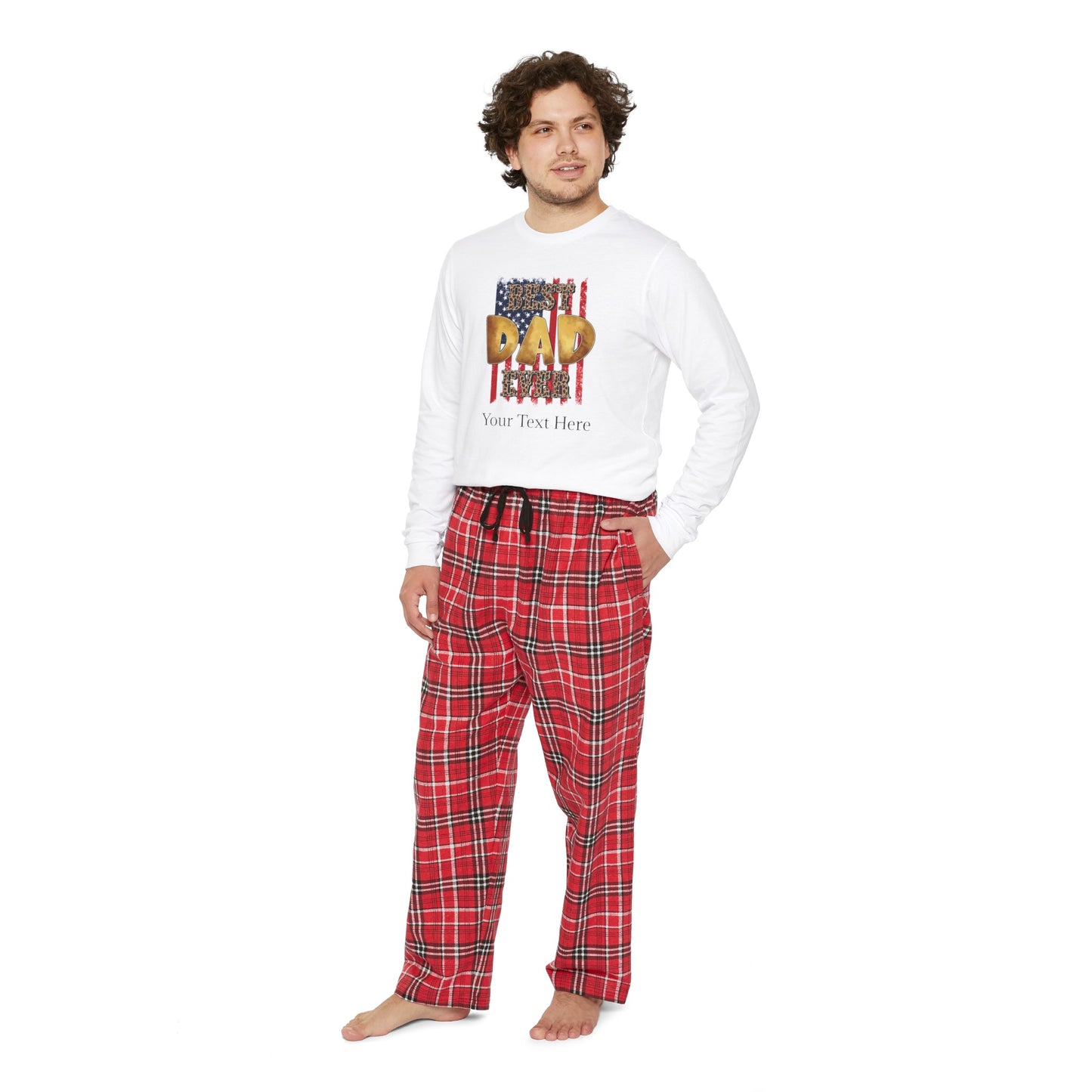 Men's Long Sleeve Pajama Set - Personalize With DAD Messages