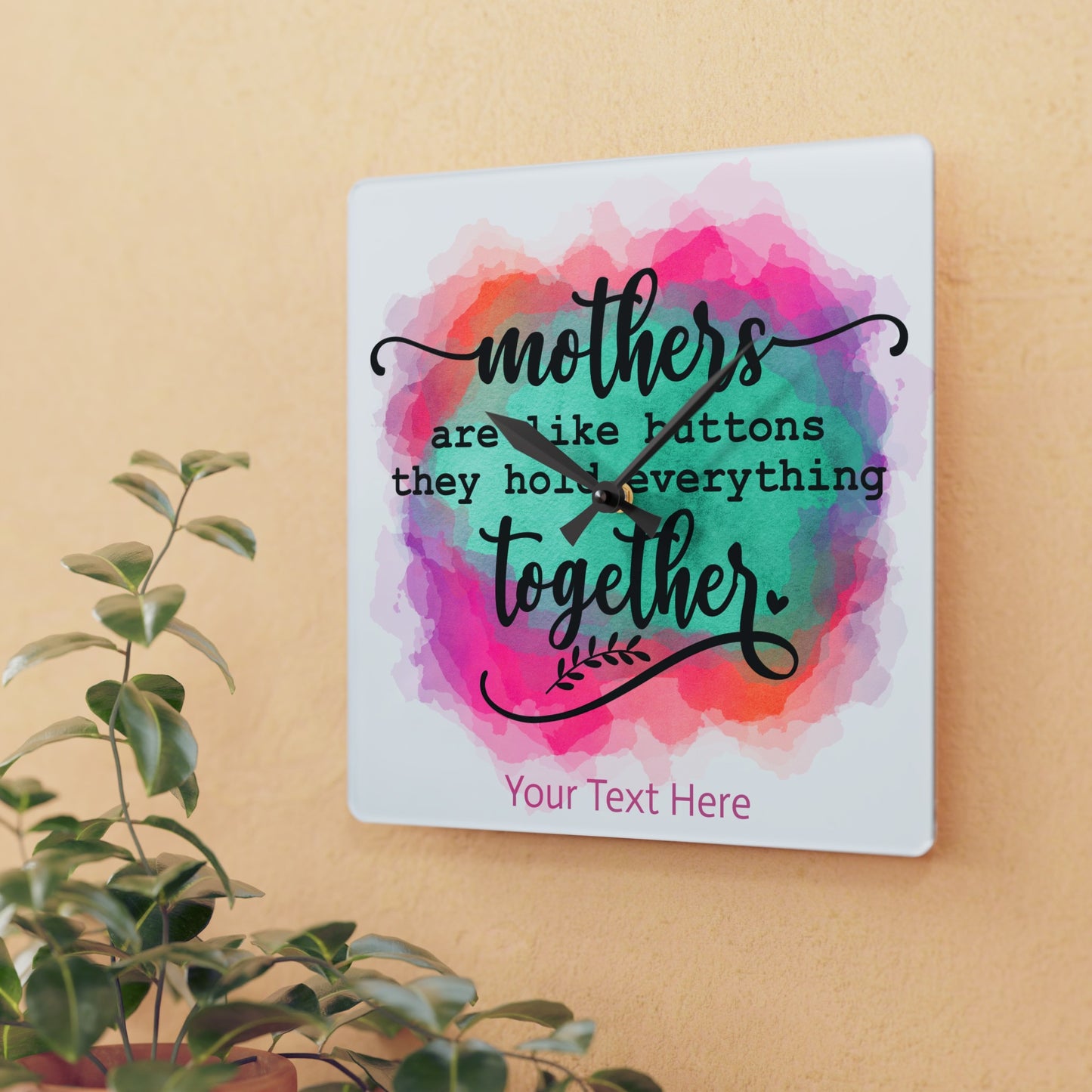 Acrylic Wall Clock- Personalize Gift With Mother's Day Messages