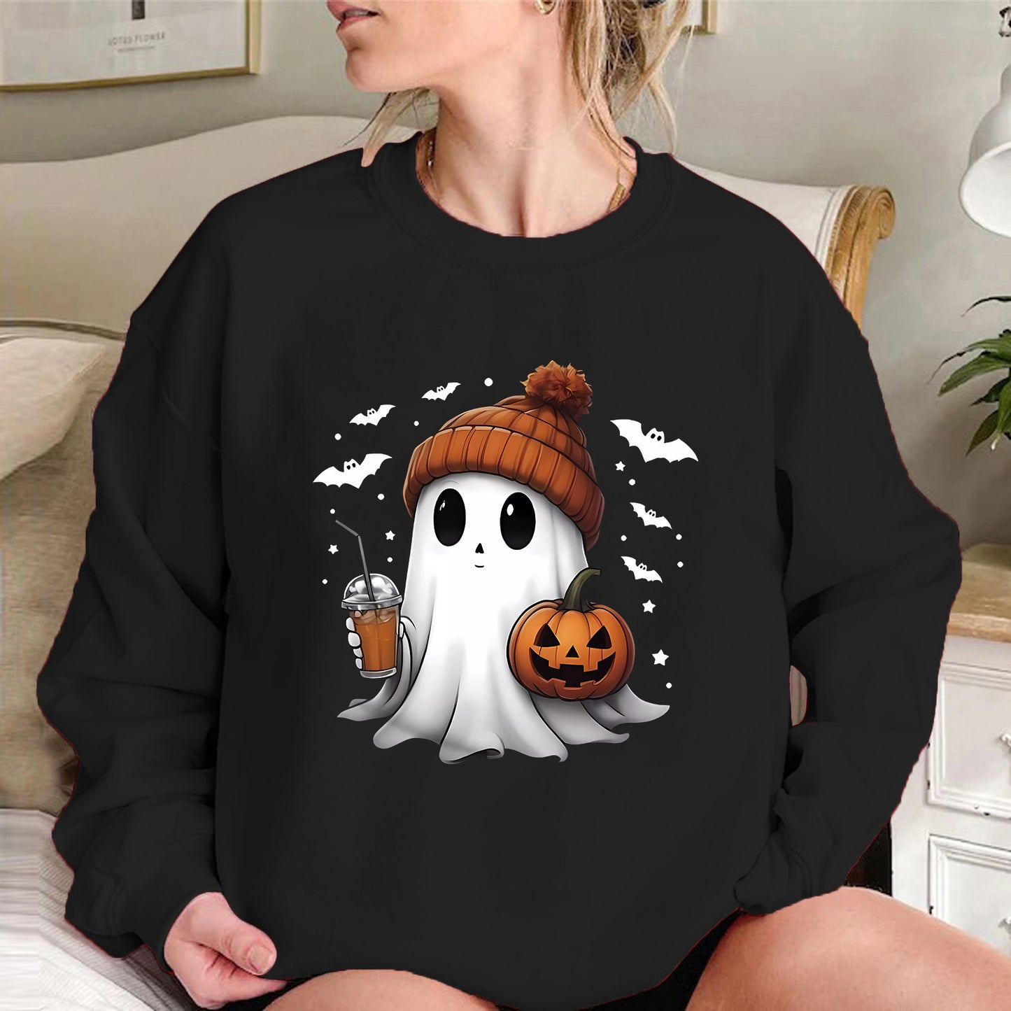 Fashion Drop-shoulder Sweater Women's Halloween Velvet Hoodie