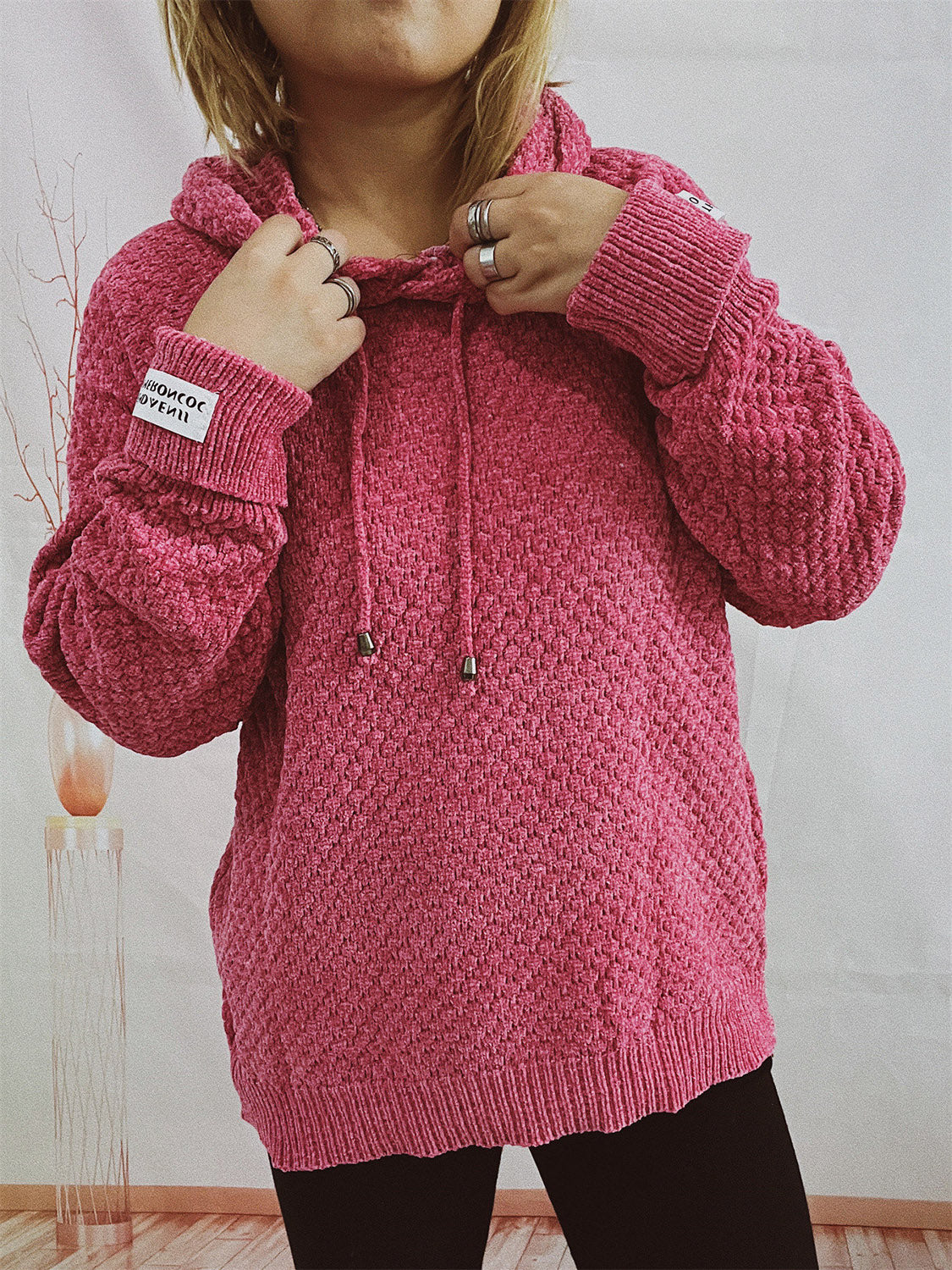 Long Sleeve Hooded Sweater with Drawstring
