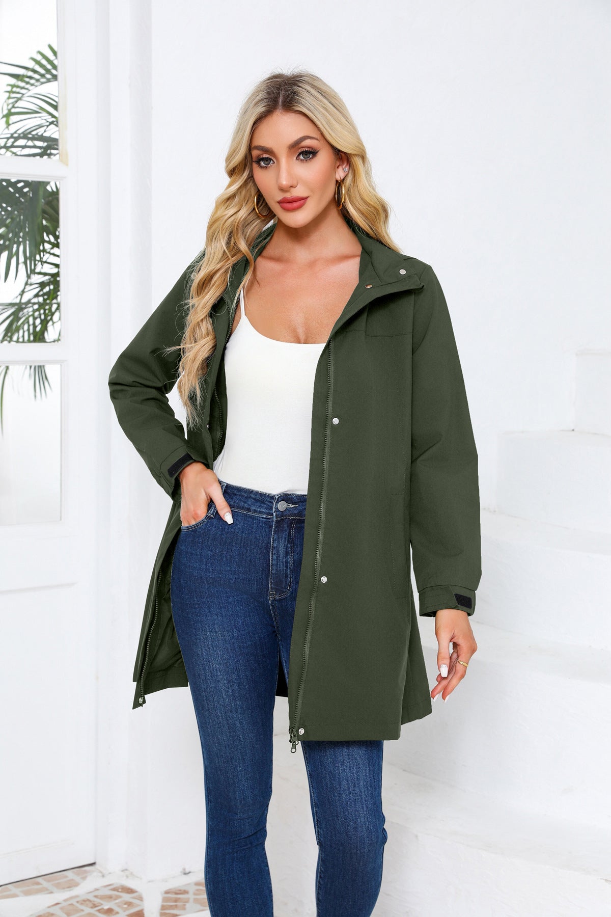 Women's Solid Color Long Sleeve Thin Coat European Size