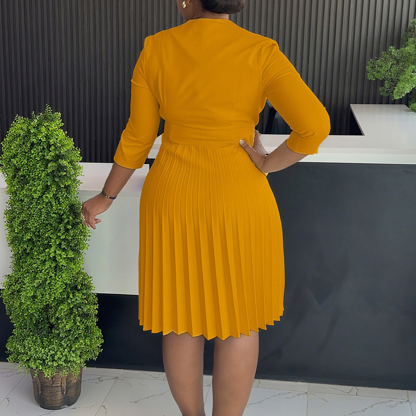 Plus Size Fashionable Elegant Pleated Dress