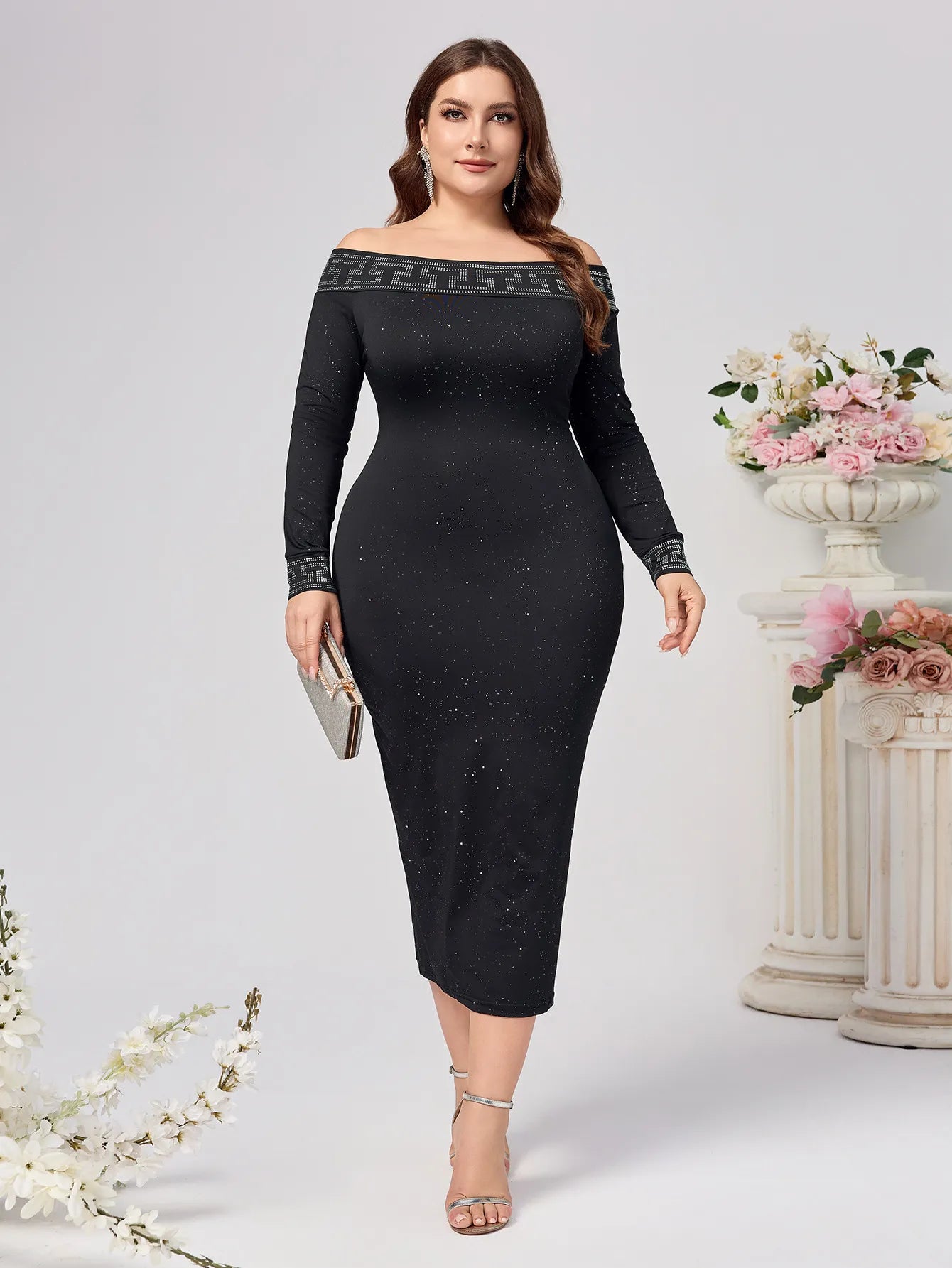 Autumn And Winter Long Sleeve Slim-fit Sequined Dress