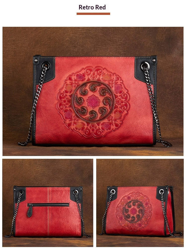 Large-Capacity ShoulderCrossbody Top-Grain Leather Tote Bag