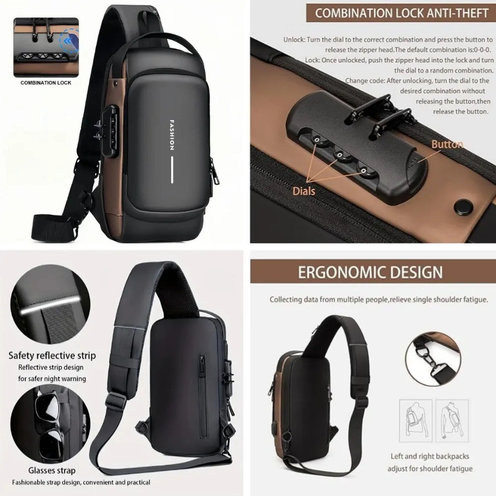 Men's Waterproof Motorcycle Chest Bag, Anti-Theft Shoulder Bag, Durable Oxford Fabric Outdoor Bag-FREE USA SHIPPING