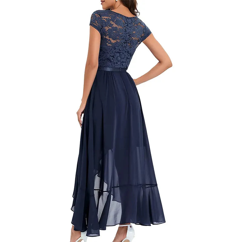 New Elegant Lace Party Dress, Ladies' Long Formal Evening Dress, Floral Embroidery Bridesmaid Dress