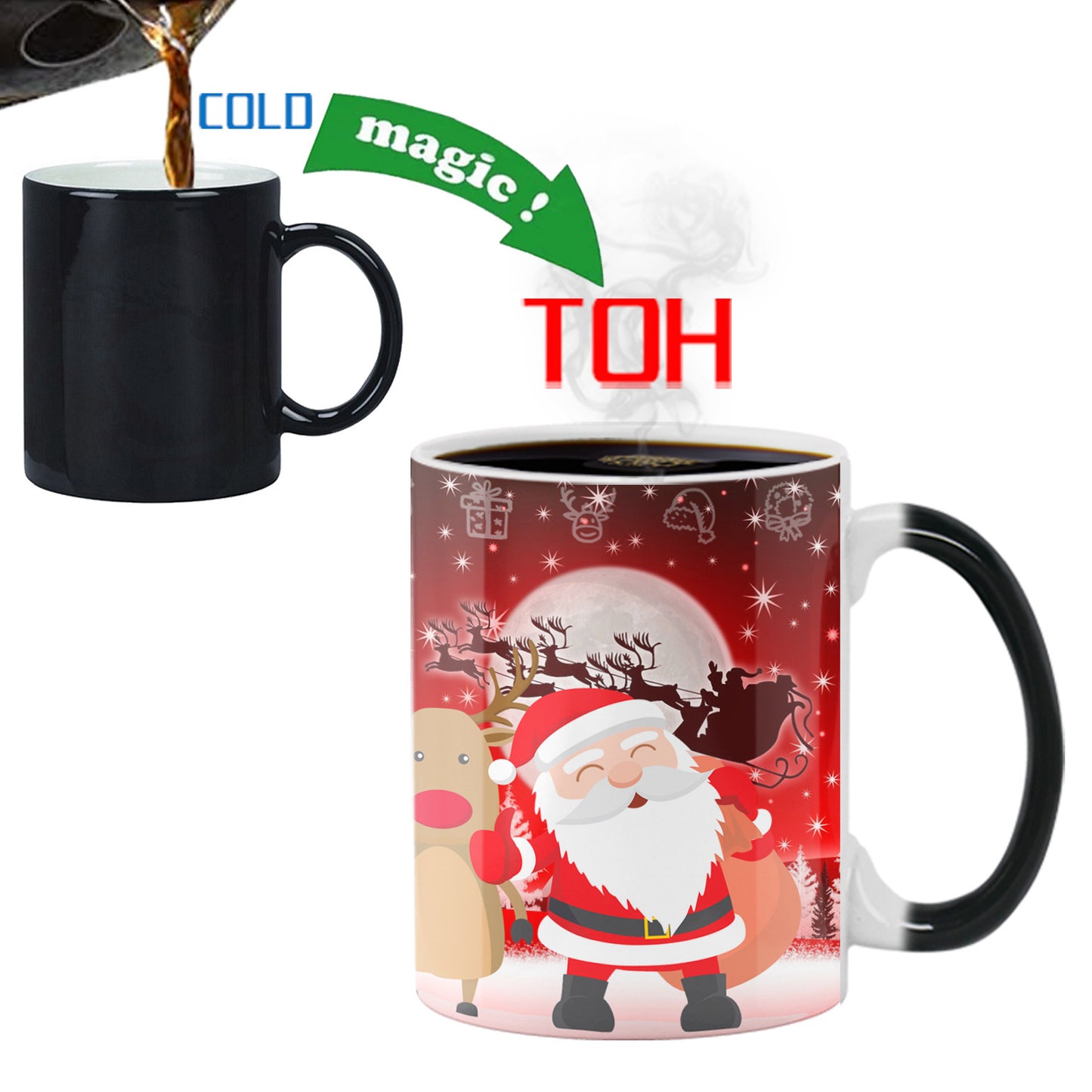 Christmas Color-changing Mark Ceramic Thermal Magic Coffee Tea Cup