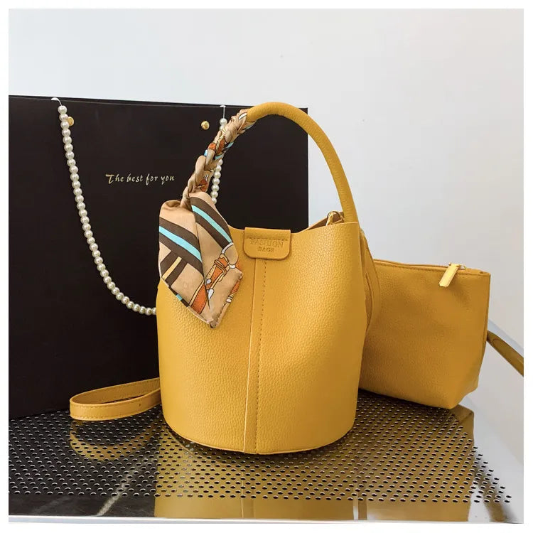 Korean Style Scarf Hand-carrying Combination Bucket Bag