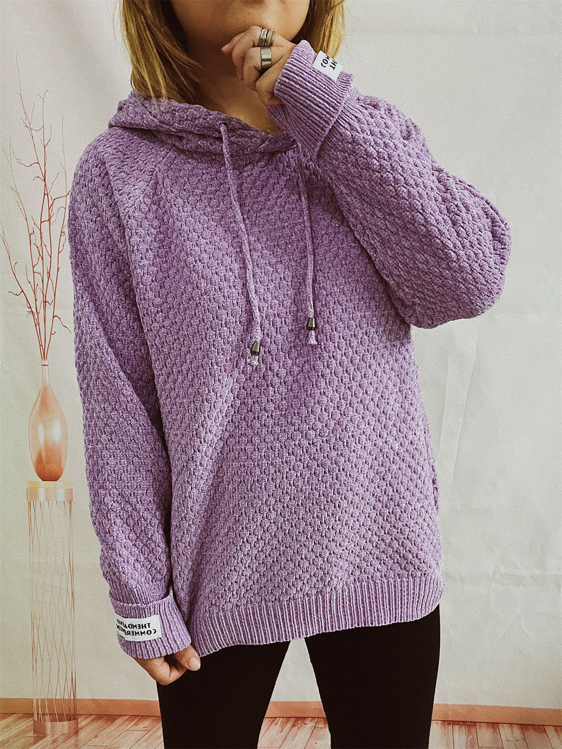 Long Sleeve Hooded Sweater with Drawstring