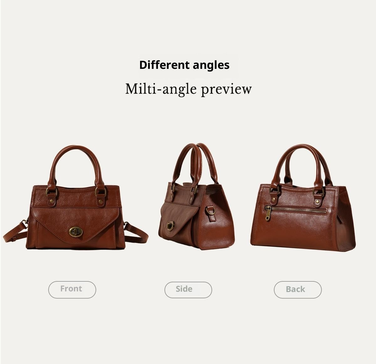 First Layer Leather One-shoulder Women's Bag All-match Solid Color Casual Crossbody