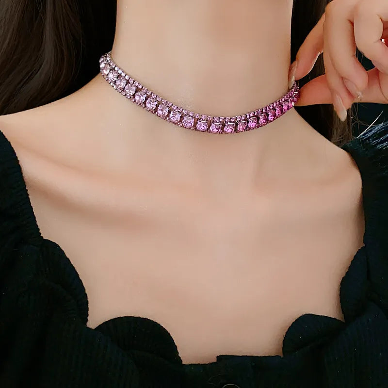 Diamond-embedded Square Earrings Necklace Special Interest Light Luxury Elegant High-grade Clavicle Chain