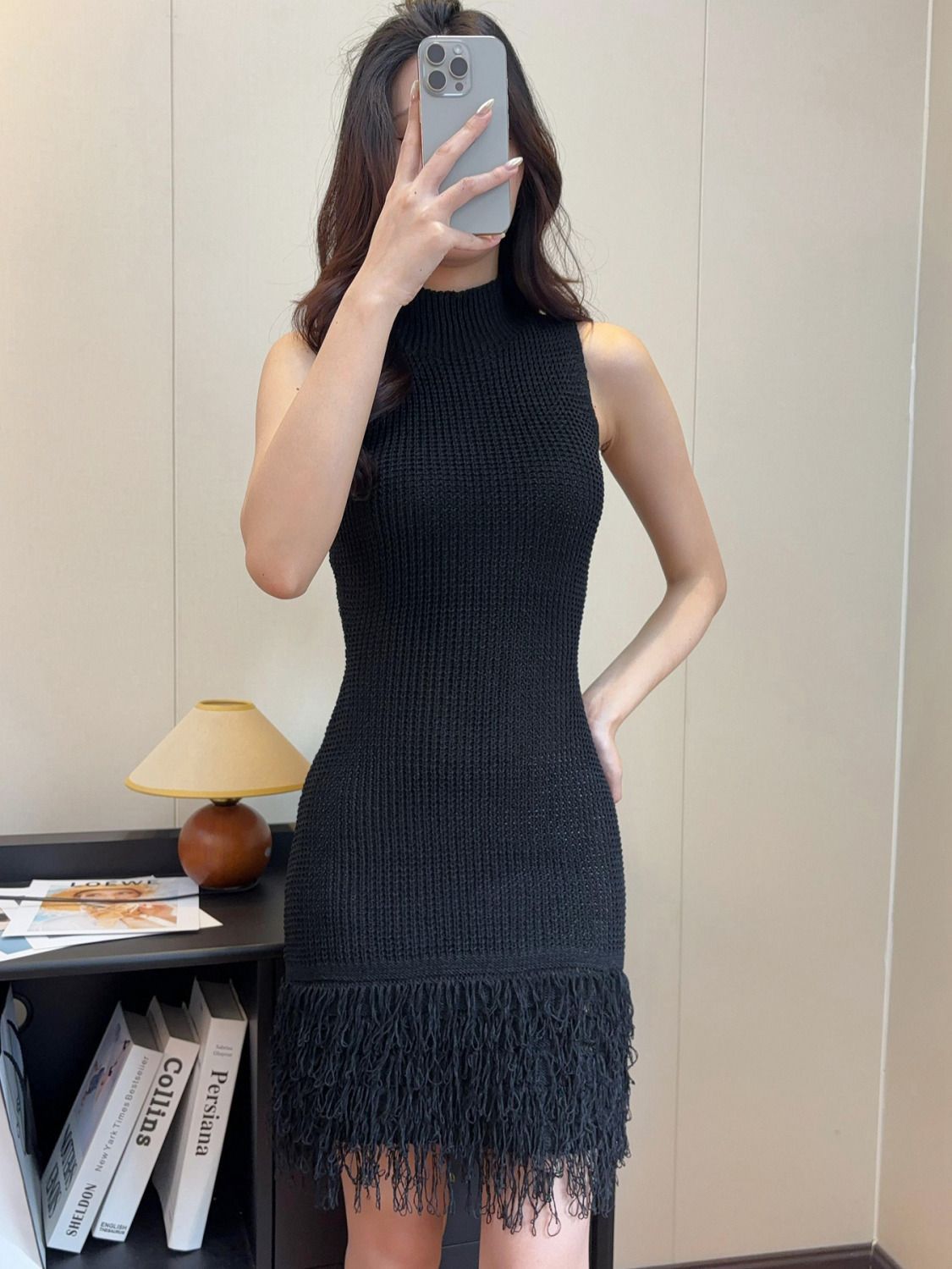 High Collar Sleeveless New Hollow Dress Woven Slim Fit Backless