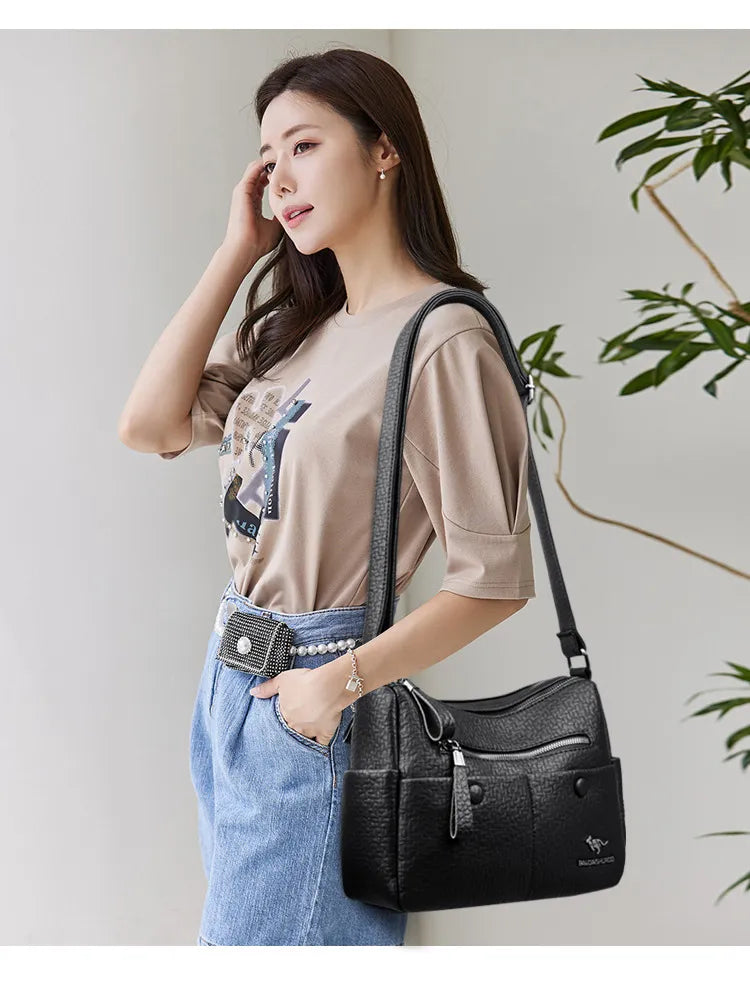 Middle-aged Mom Shoulder Simple All-matching Soft Leather Bag