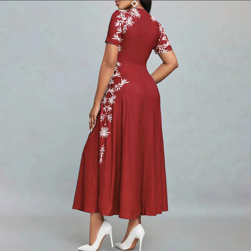 Women's Elegant Short Sleeve Maxi Dresses Casual Empire Waist Long Dress-FREE USA SHIPPING