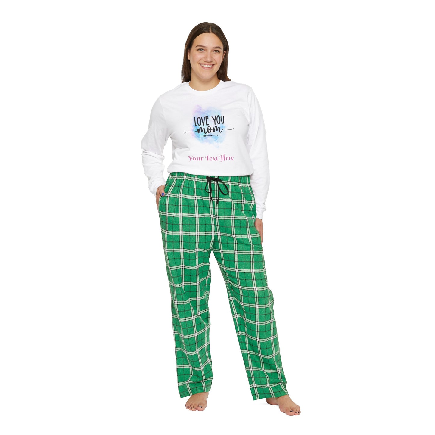 Women's Long Sleeve Pajama Set - Personalize With Colorful MOM Messages