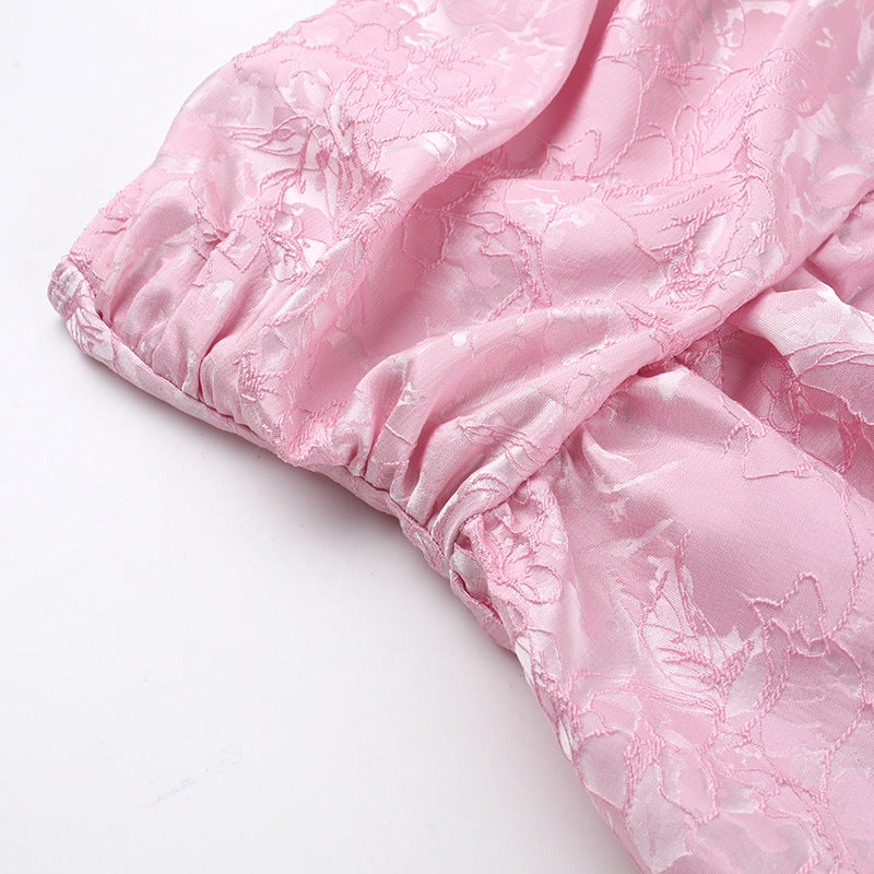 Women's Slim-fit Jacquard Satin Tube Top Dress