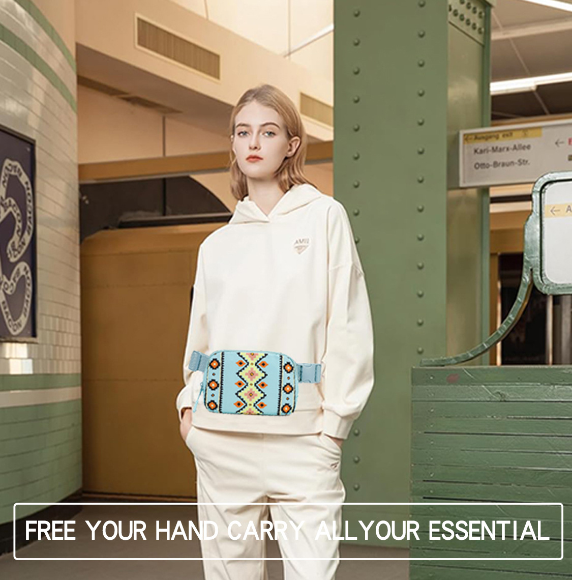 New Bohemian Print Waist Bag With Adjustable Shoulder Strap  Crossbody Bag For Women