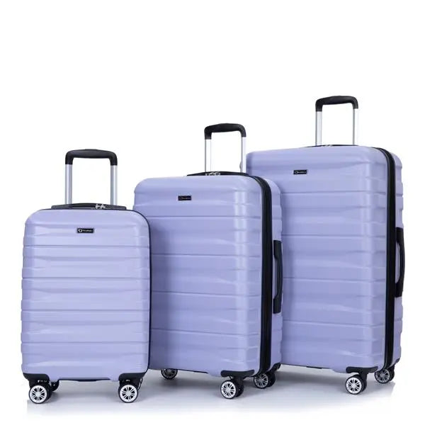 3 Piece Suitcase Set PC Lightweight And Durable Expandable Carrying Case With Two Hooks, Double Swivel Wheels, TSA Lock, 21-25-29 Light Purple- FREE USA SHIPPING