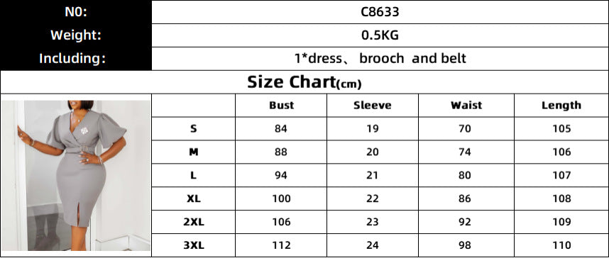 V-neck Hip Ol Split European And American Style Dress