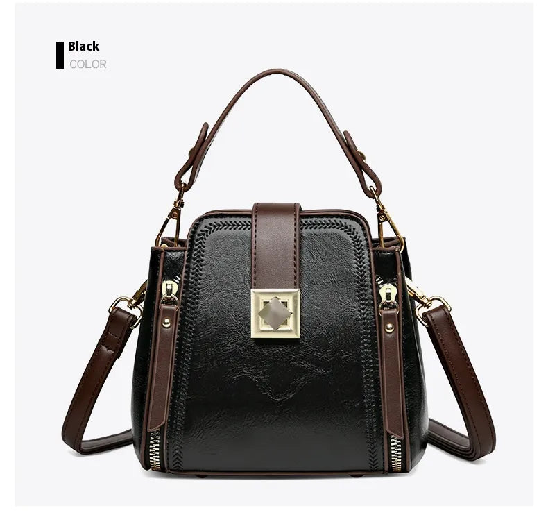 Women's Retro Easy Matching Soft Leather Textured Handbag Shoulder Crossbody