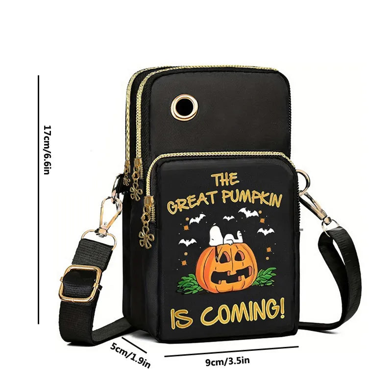 Halloween Pumpkin Pattern Phone Bag Coin Wallet Cute Mini Crossbody Shoulder Bags For Kids Women