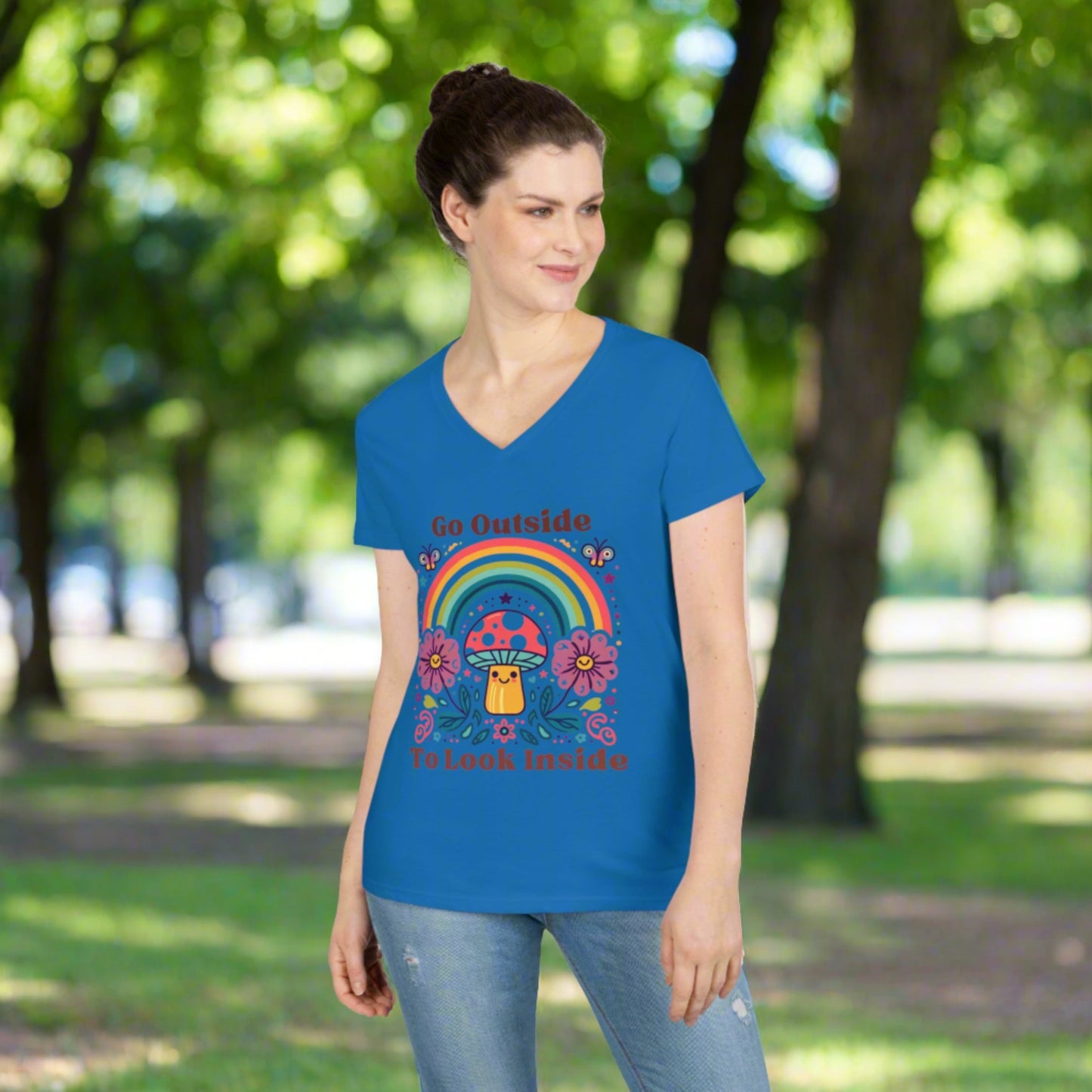 Ladies' V-Neck T-Shirt - Personalize With Positive Quotes