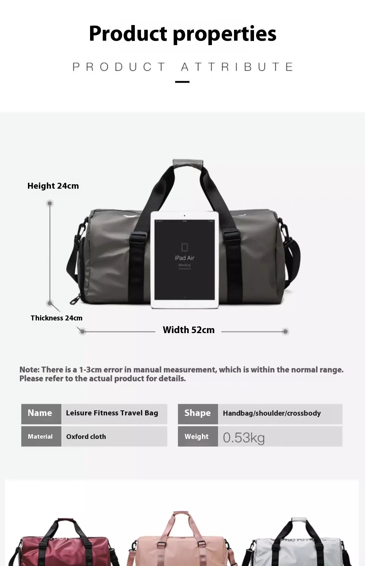 Dry Wet Separation Training Portable Short-distance Travel Bag