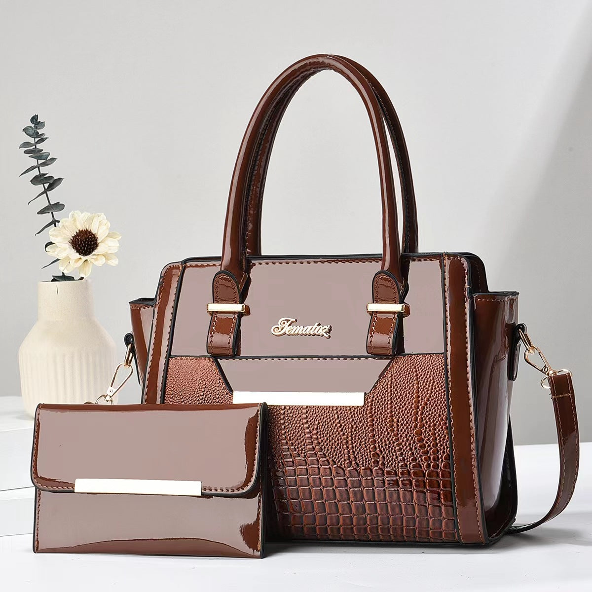Casual Womens Shoulder Bag Large-capacity Patent Leather Tote