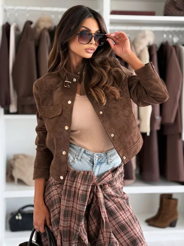 Women's Zipper Short Chic Suede Jacket